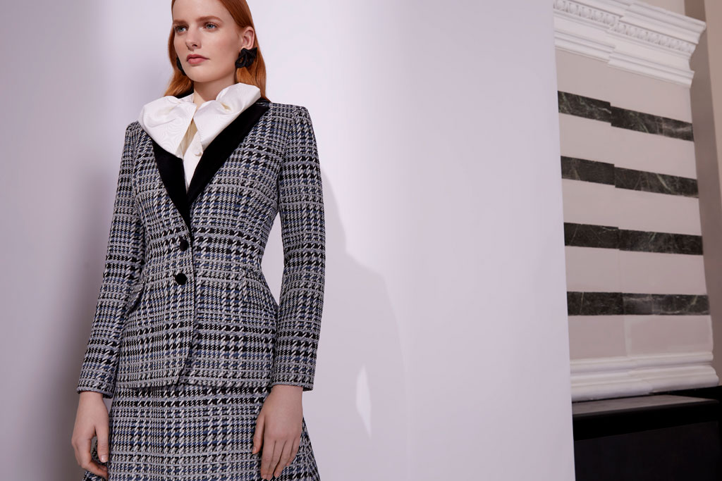 Suzannah check skirt suit