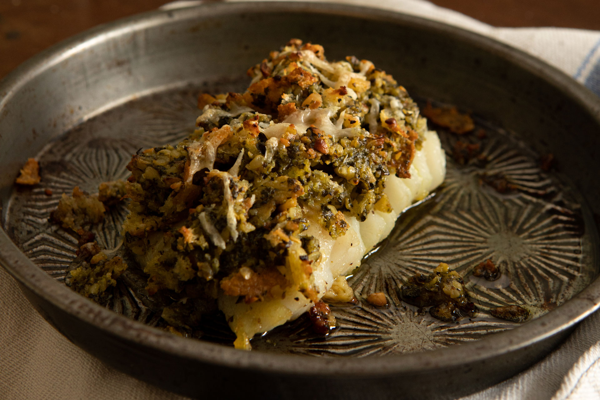 Recipe: Pan-fried Cod with Pesto and Breadcrumb Topping