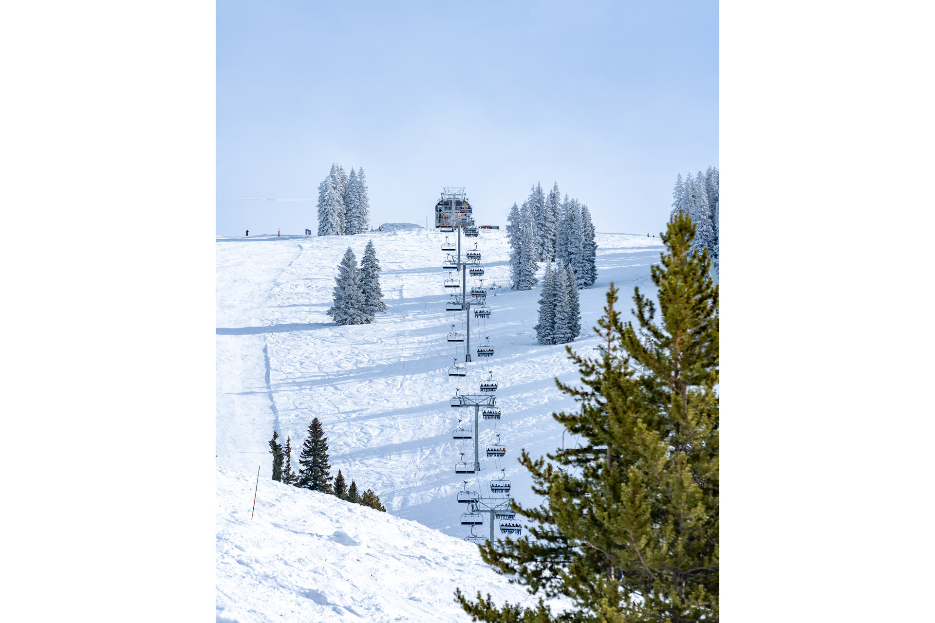 Ski lifts in the snow