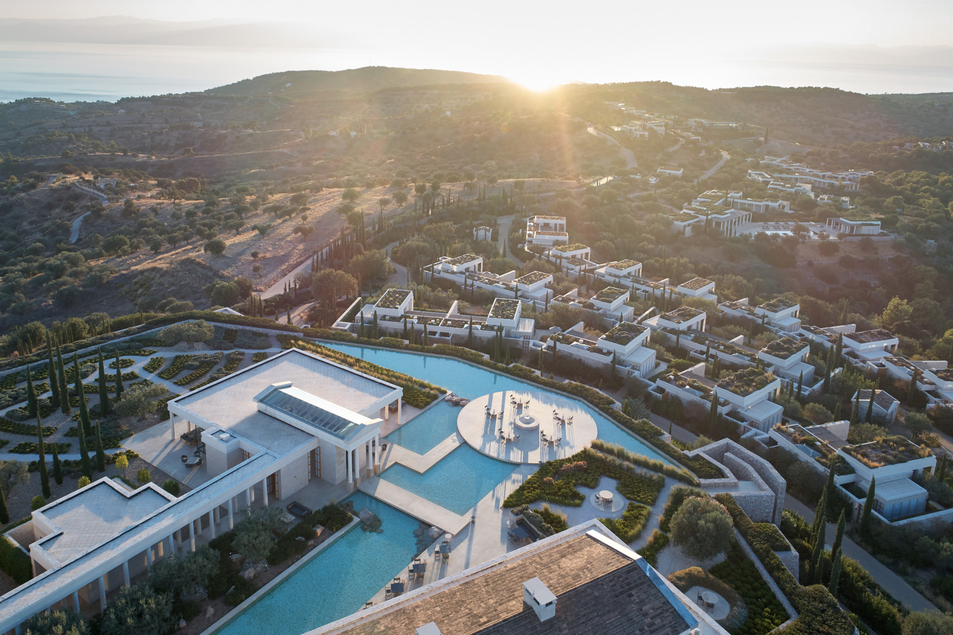 Amanzoe, Greece - Resort, Pavilions, Aerial