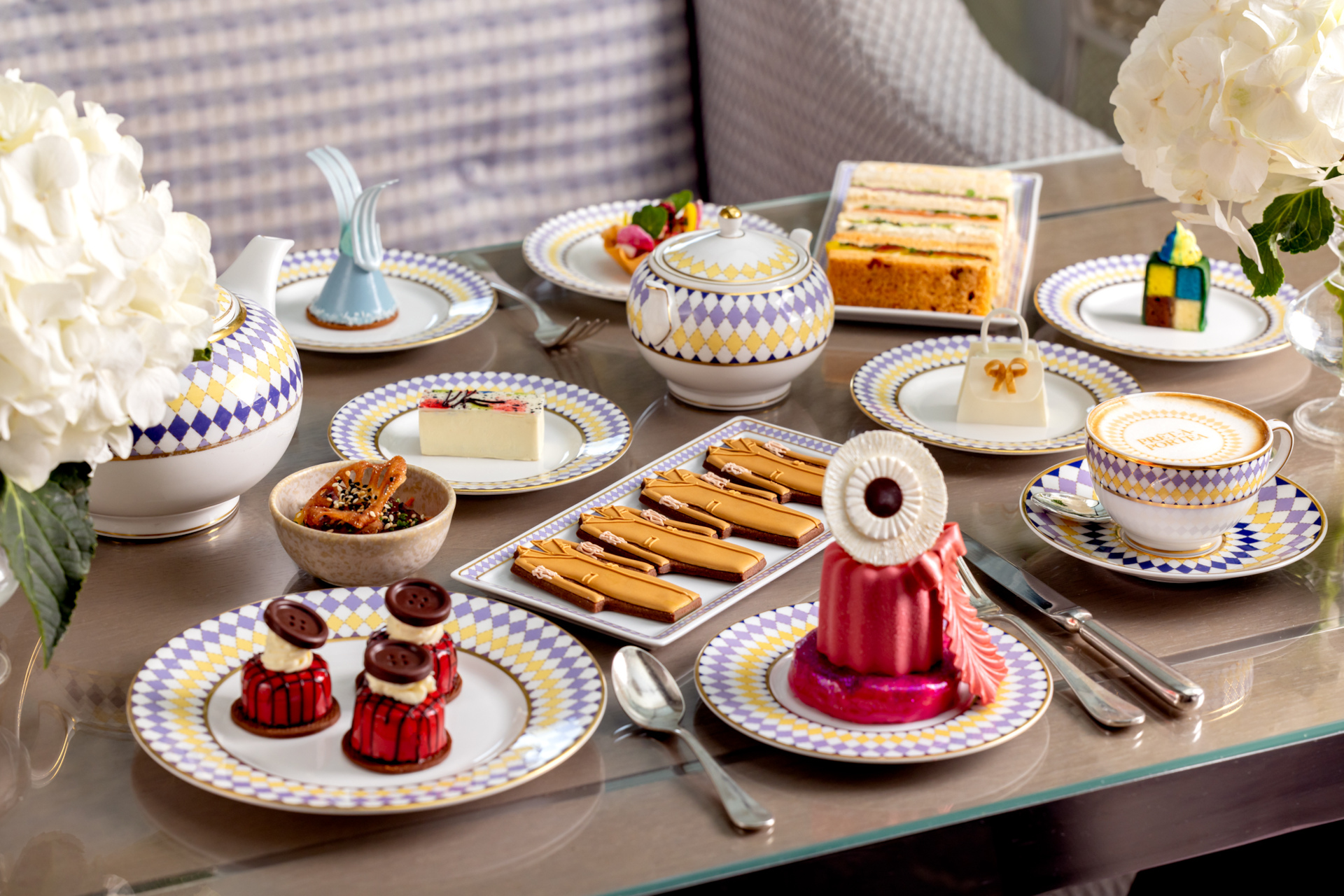 Afternoon tea spread on table