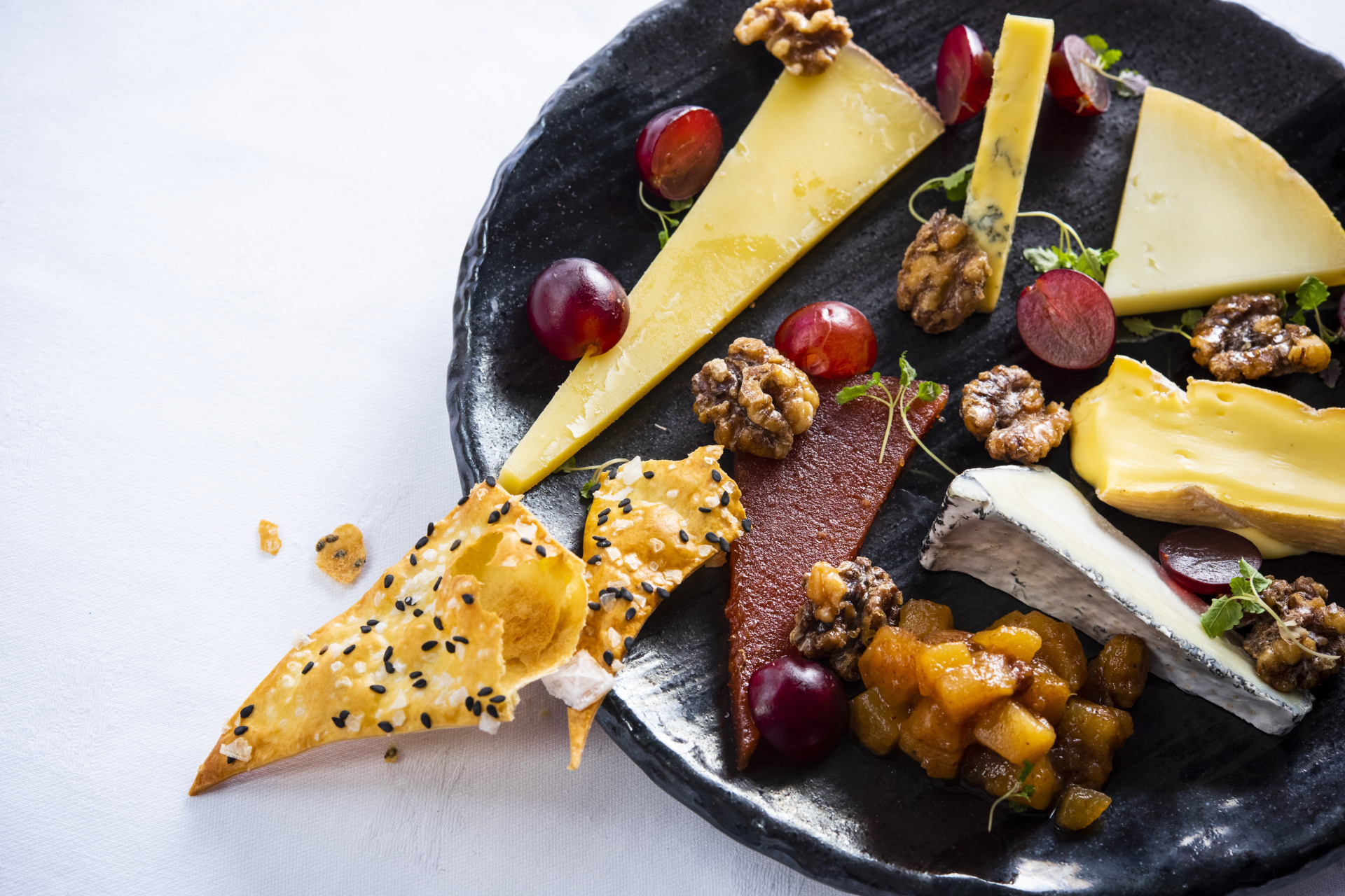 Plate of cheese and crackers