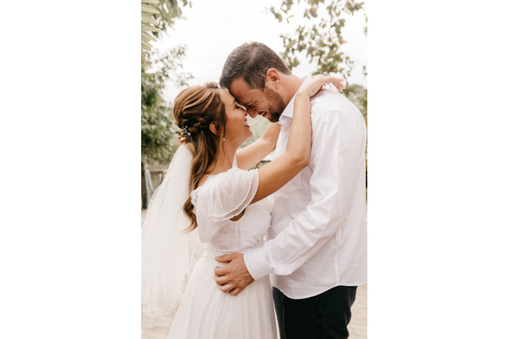 Bride and groom dancing together