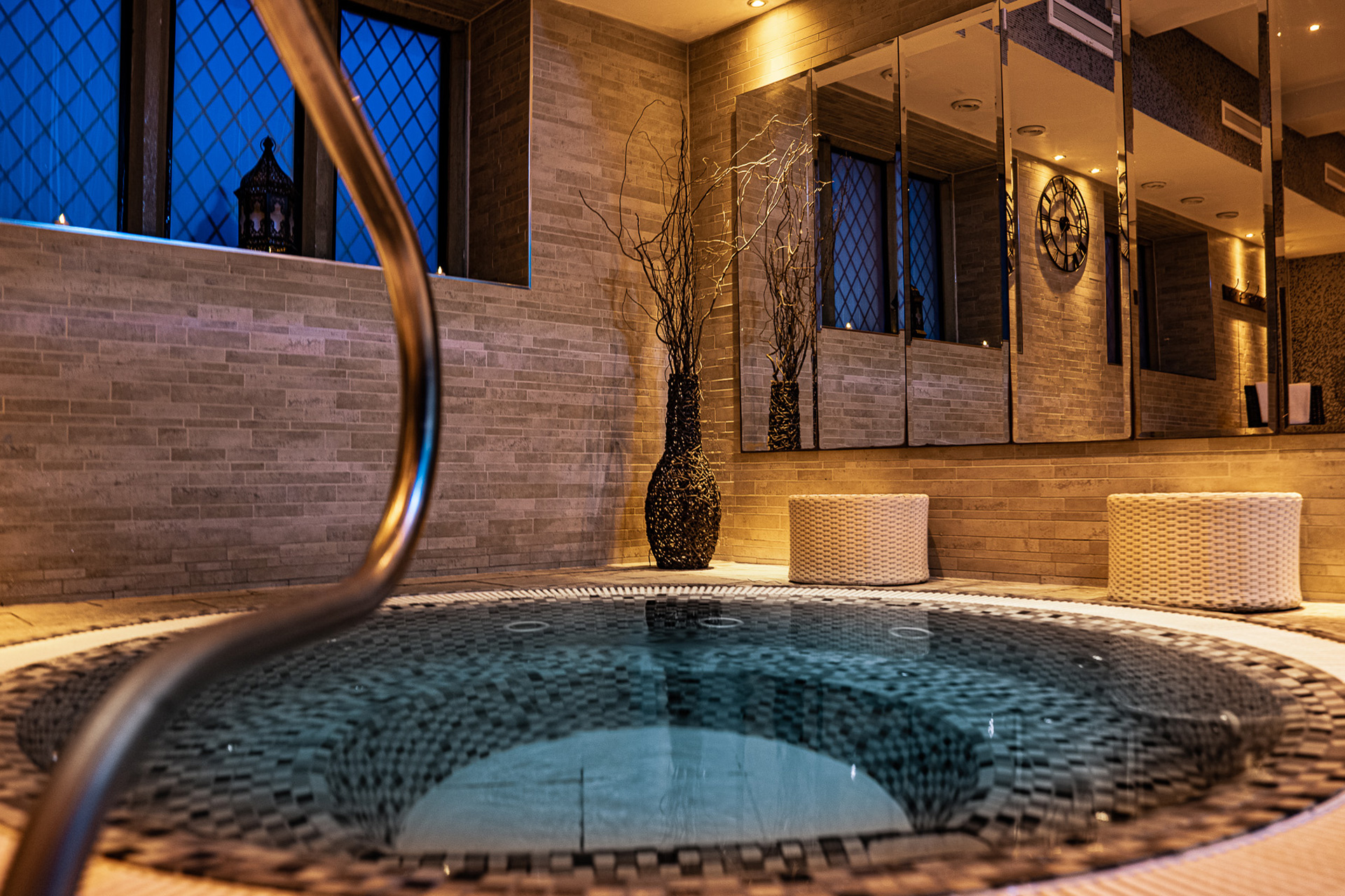 Jacuzzi set into flagstone floor