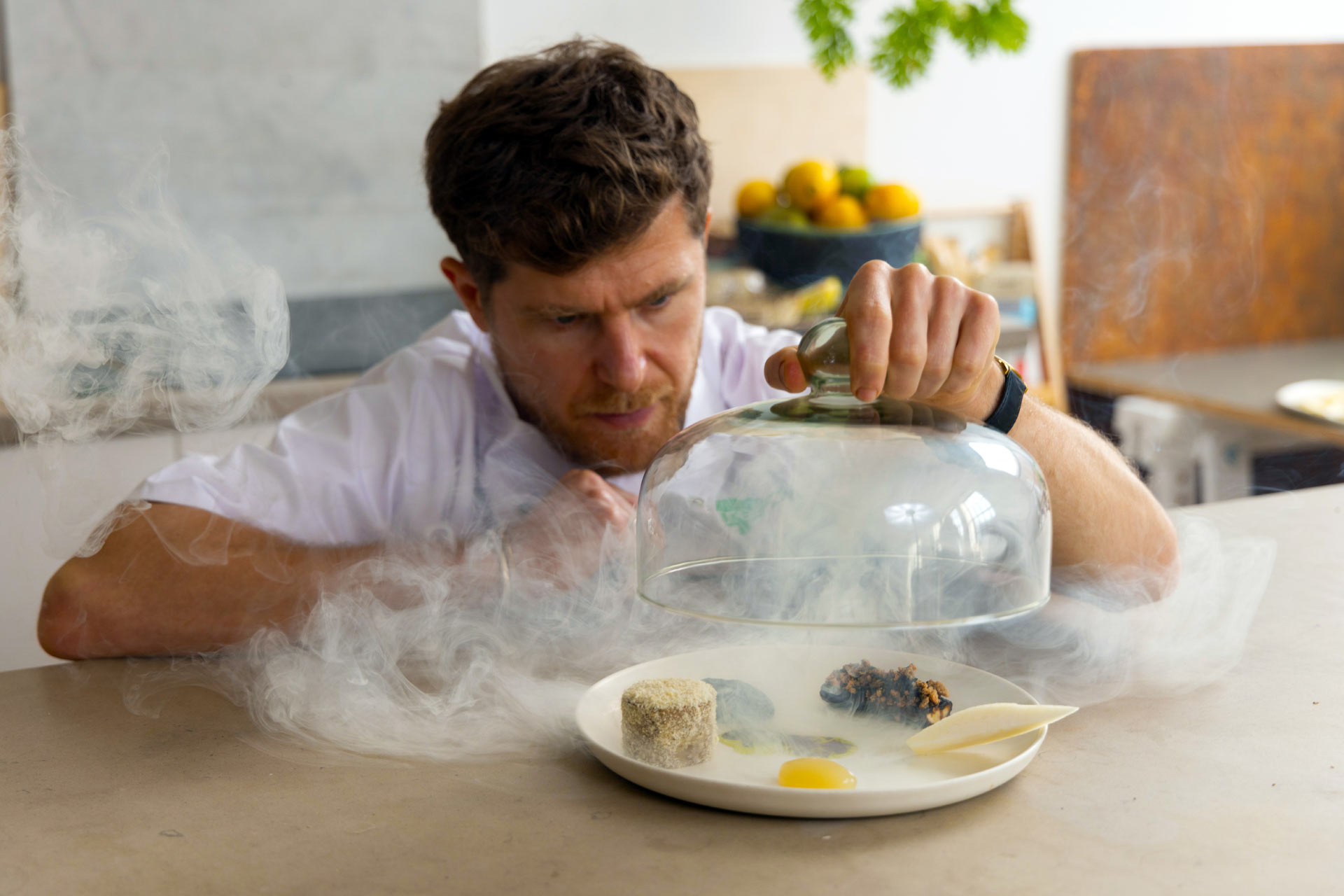 Chef Kirk Haworth cooking a meal