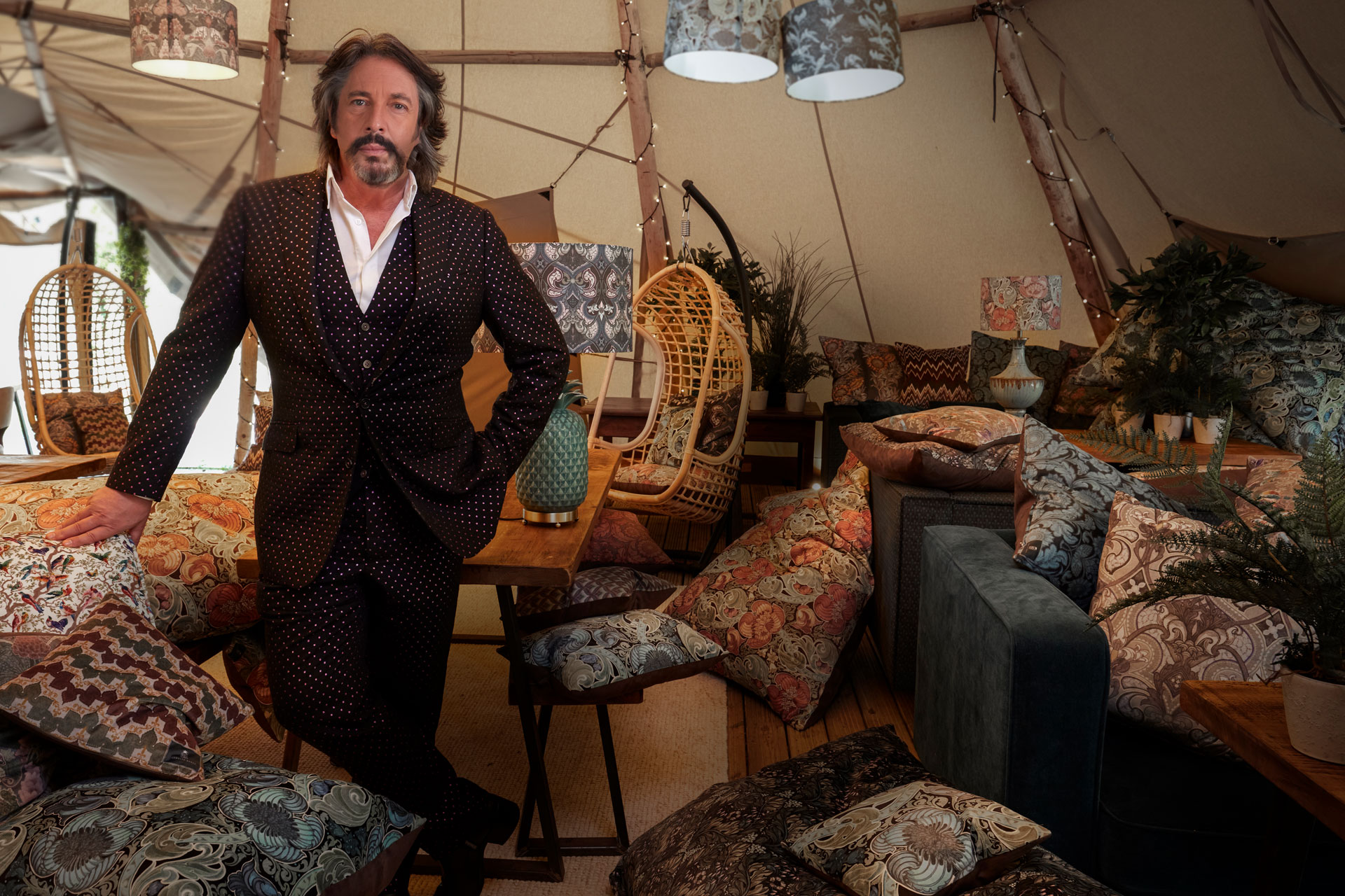 Laurence Llewelyn-Bowen in the teepee at the Dial House