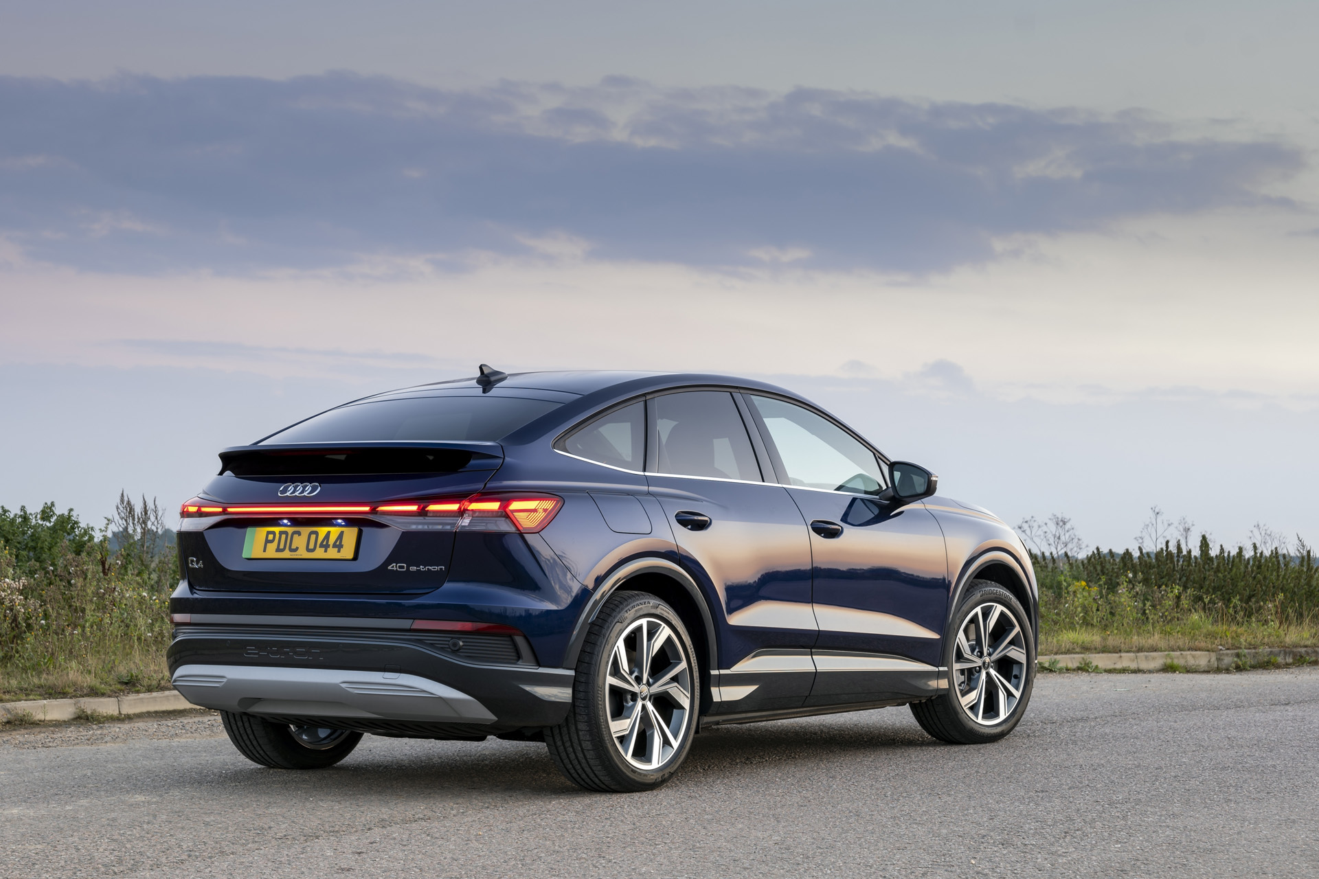 The Audi Q4 Sportback e-tron at dusk