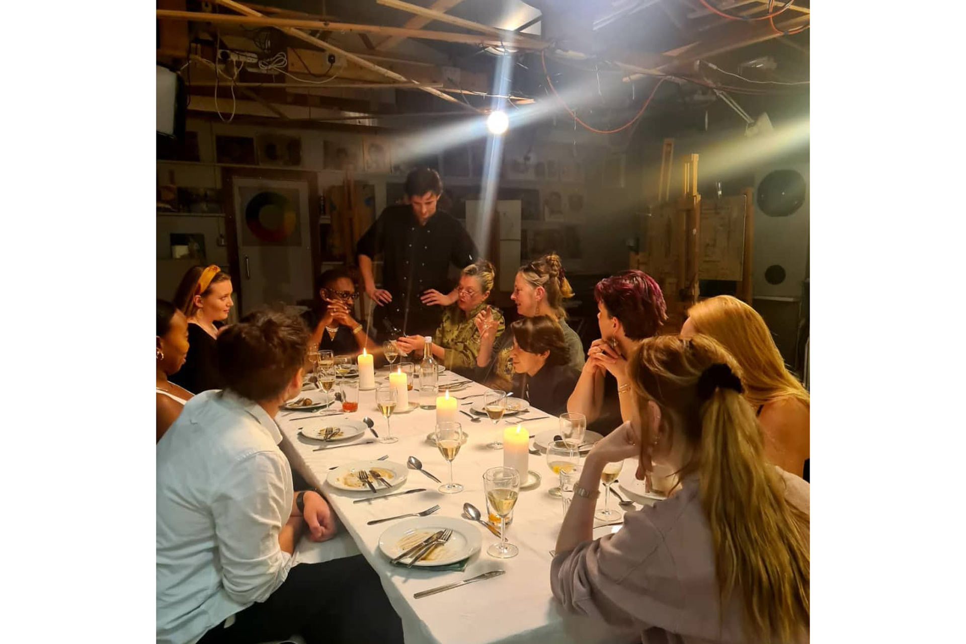 Group of people at Dine and Draw supper club