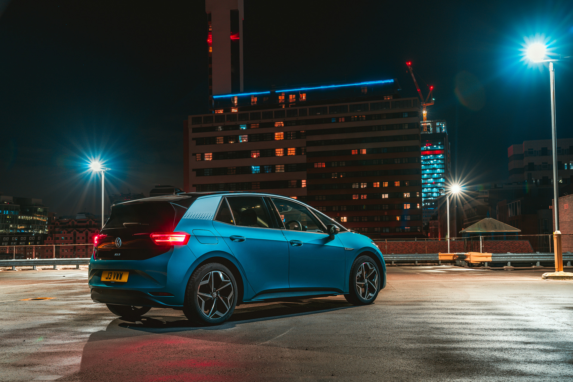 The Volkswagen ID.3 Max Pro at night