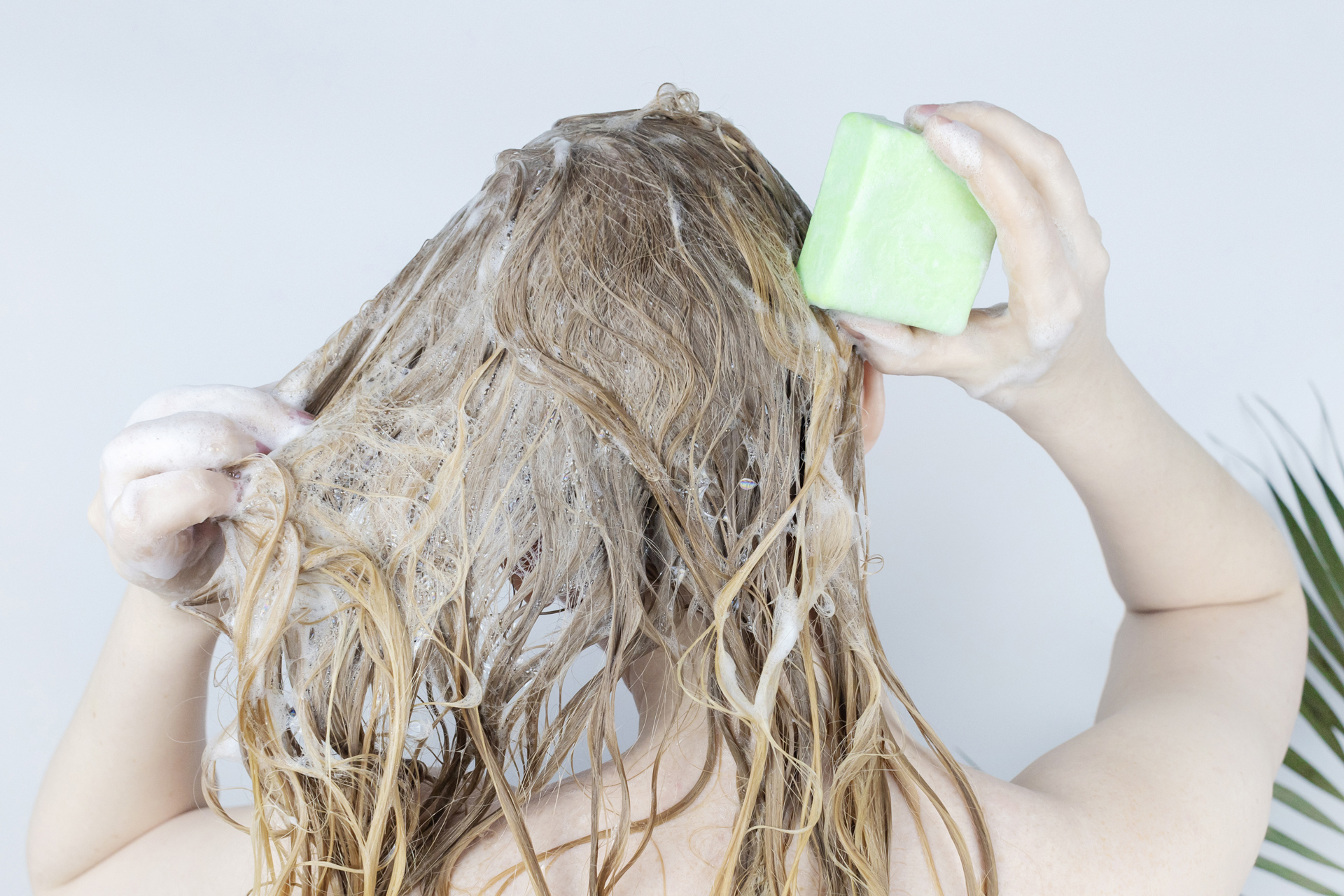 Woman washing her hair