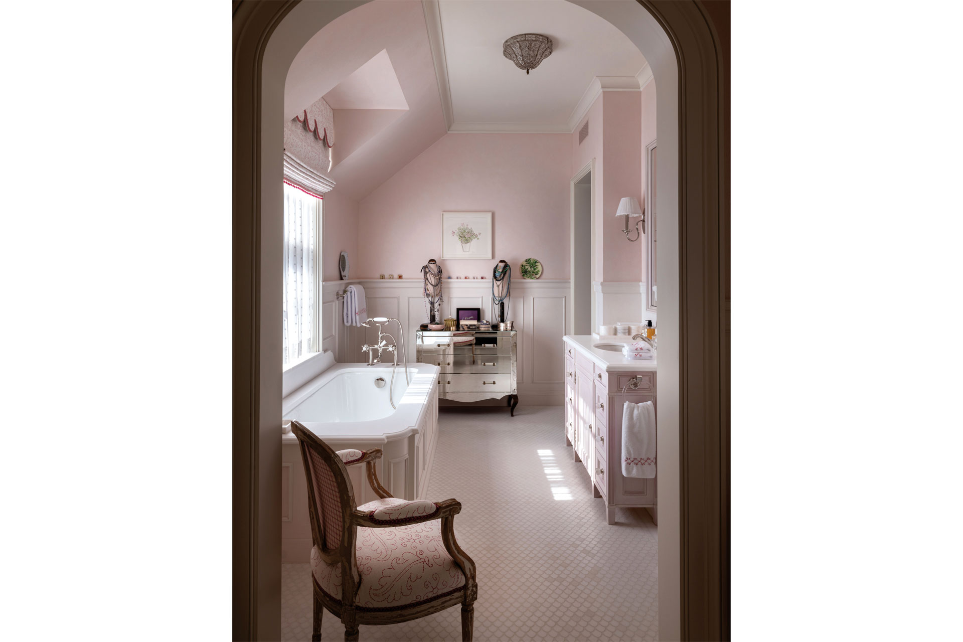 A bathroom from A House in Maine, decorated by Nina Campbell