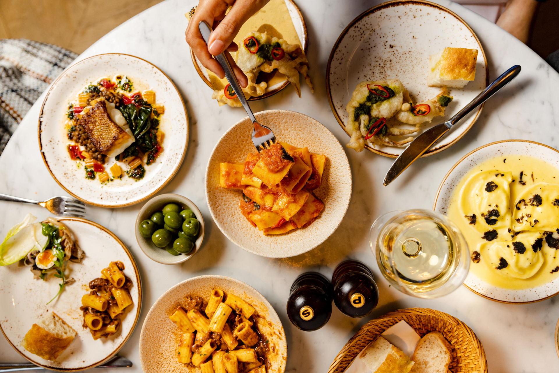 Plates of food at Tozi restaurant