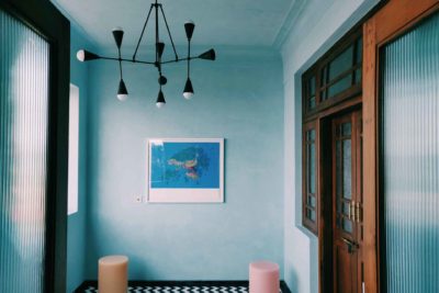 blue interior walls painted with luxury paint