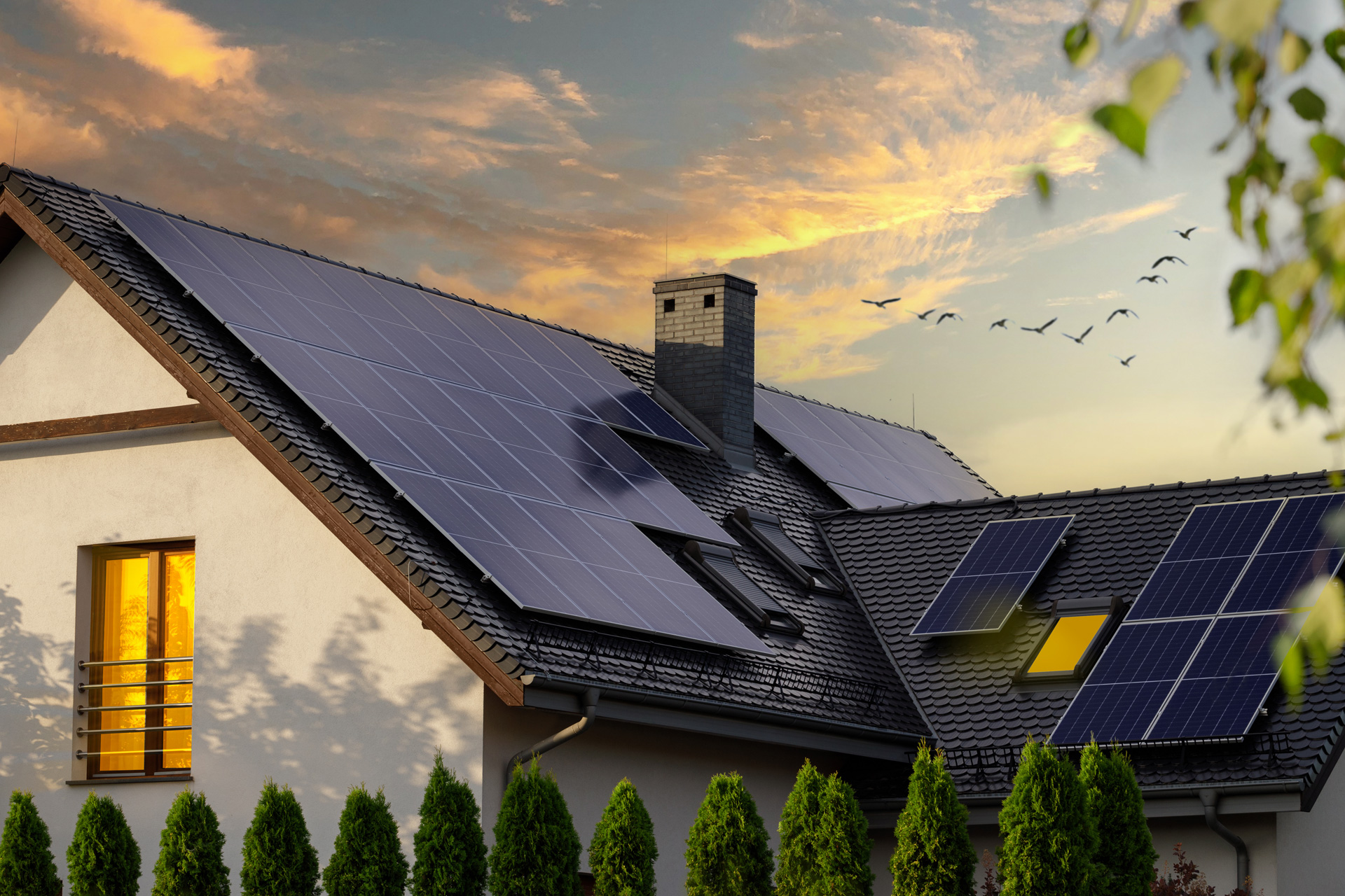 A house with a solar panel
