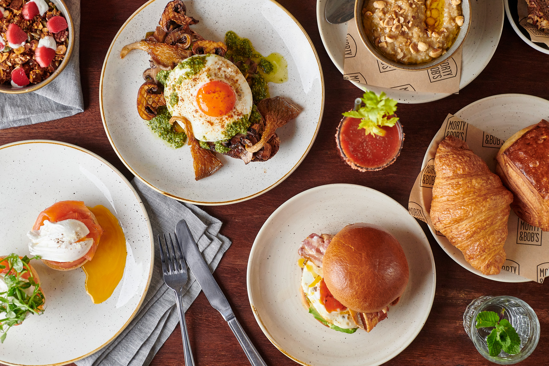 Brunch dishes at Morty and Bobs