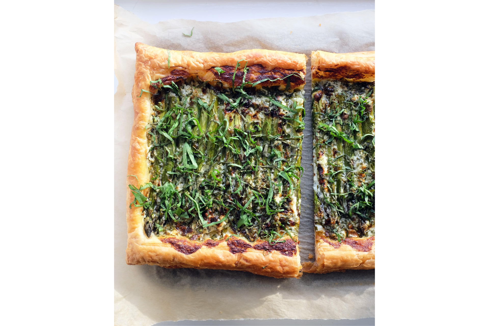 Asparagus and sorrel tart