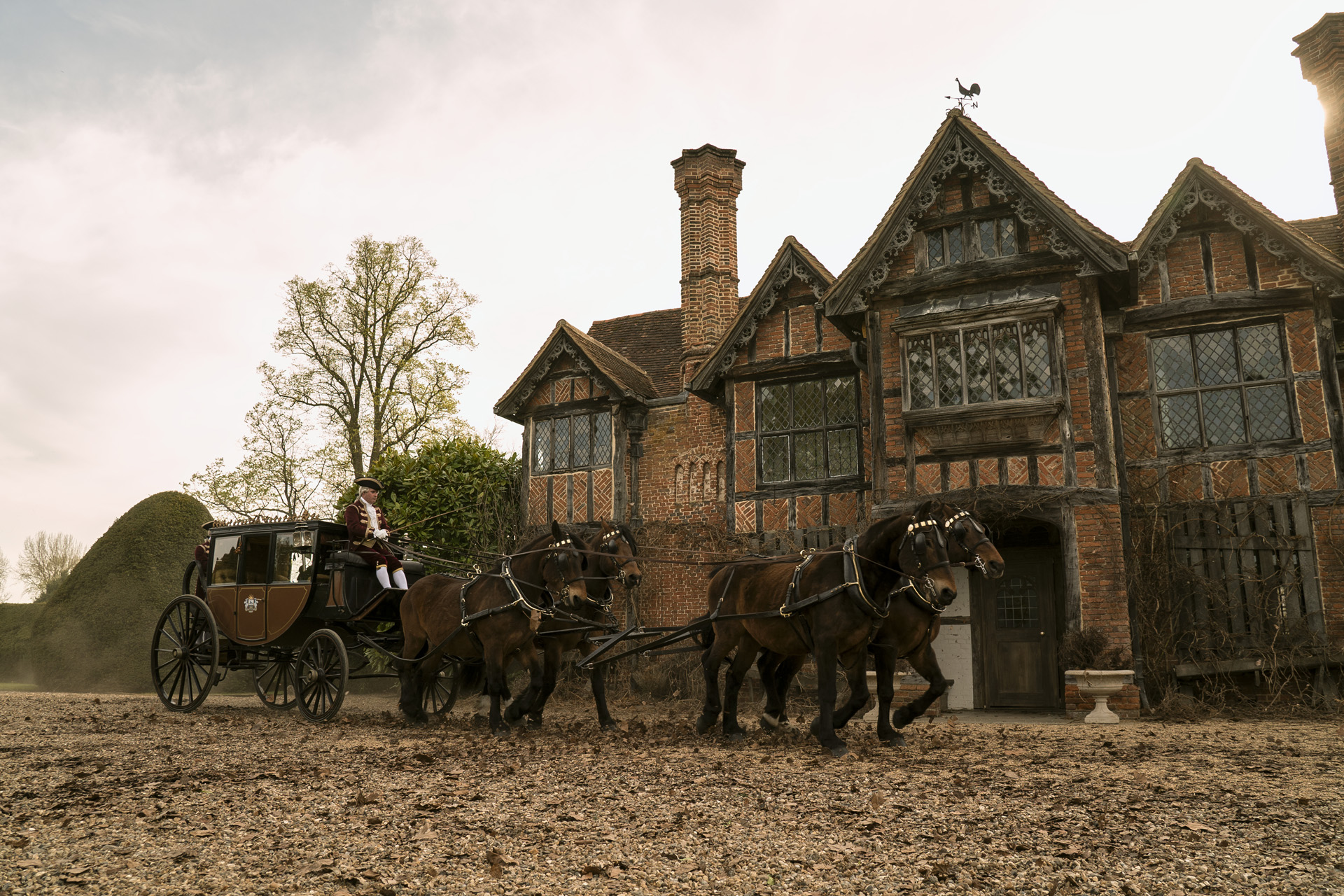 Dorney Court with horses out front