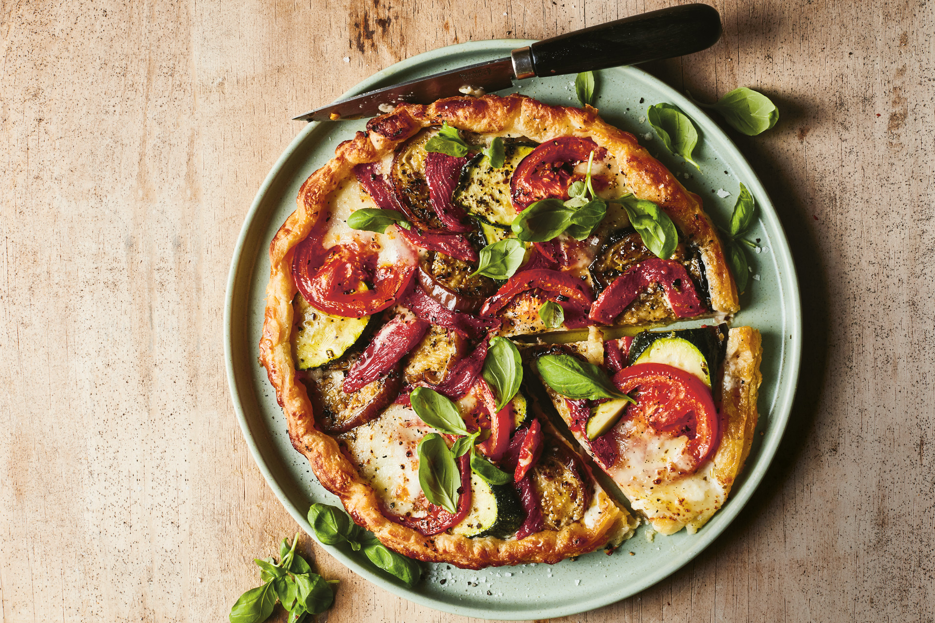 Recipe: Kathy Kordalis’s Ratatouille Tart with Mascarpone, Mozzarella & Basil