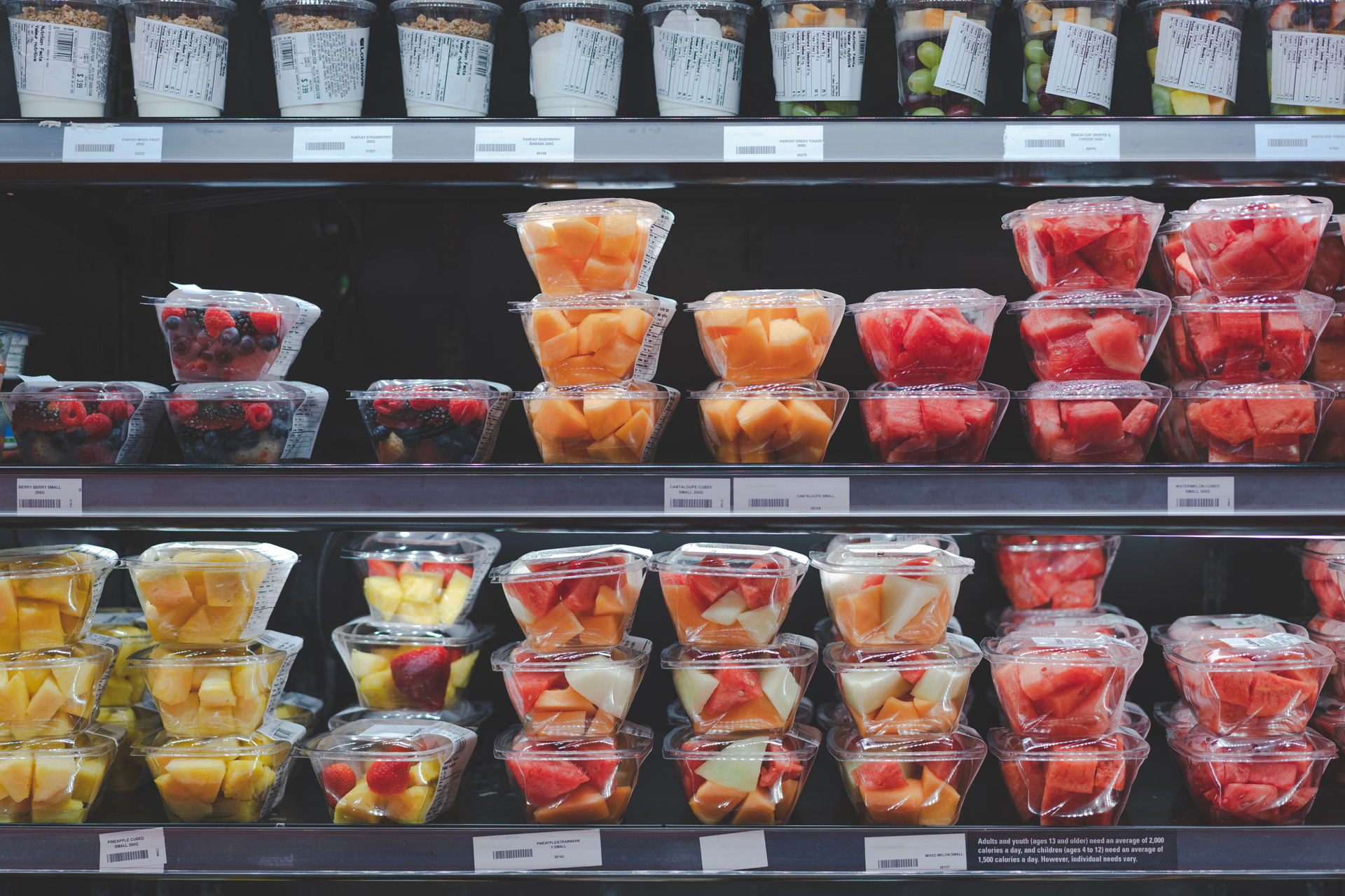 Fruit in plastic at the supermarket