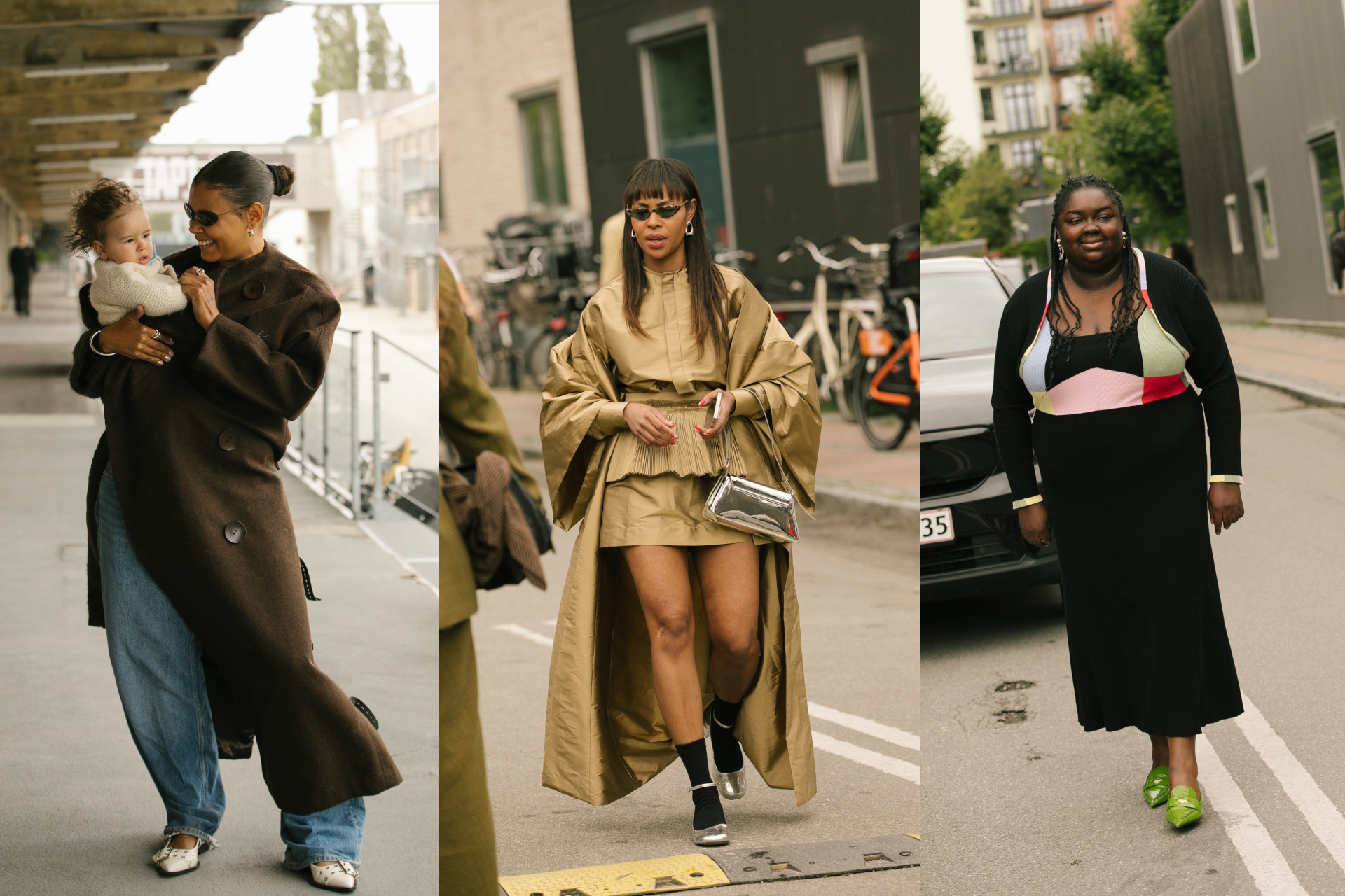 Women walking in fashionable clothing