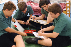 Pupils analysing the rock samples