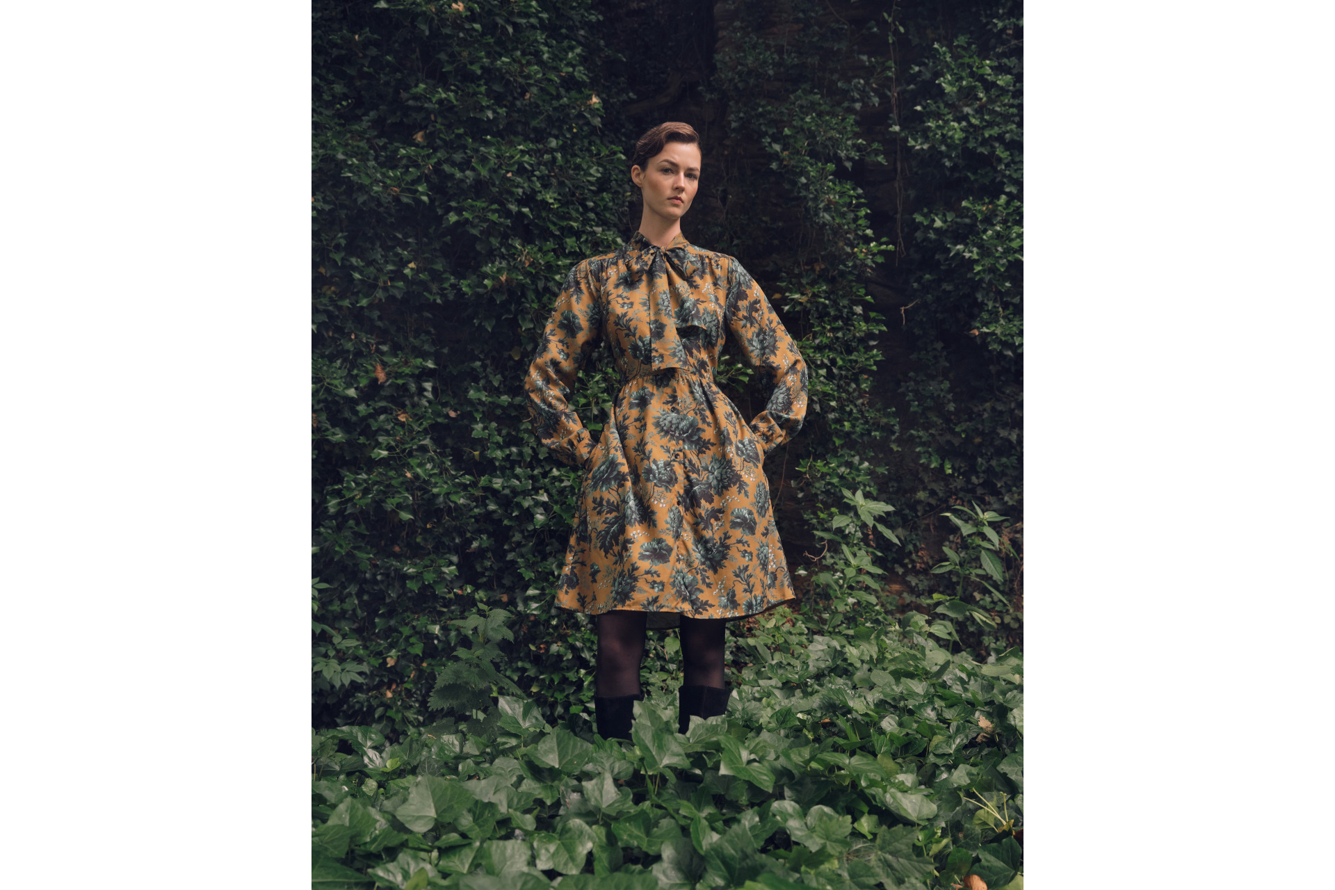 woman in orange dress