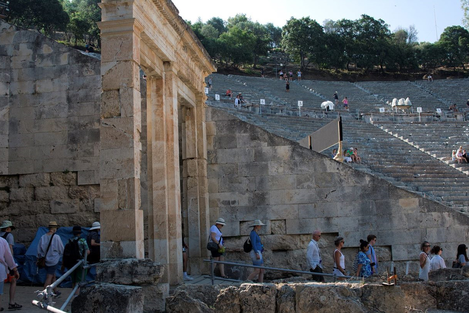 Tourists exploring Epidaurus in Greece