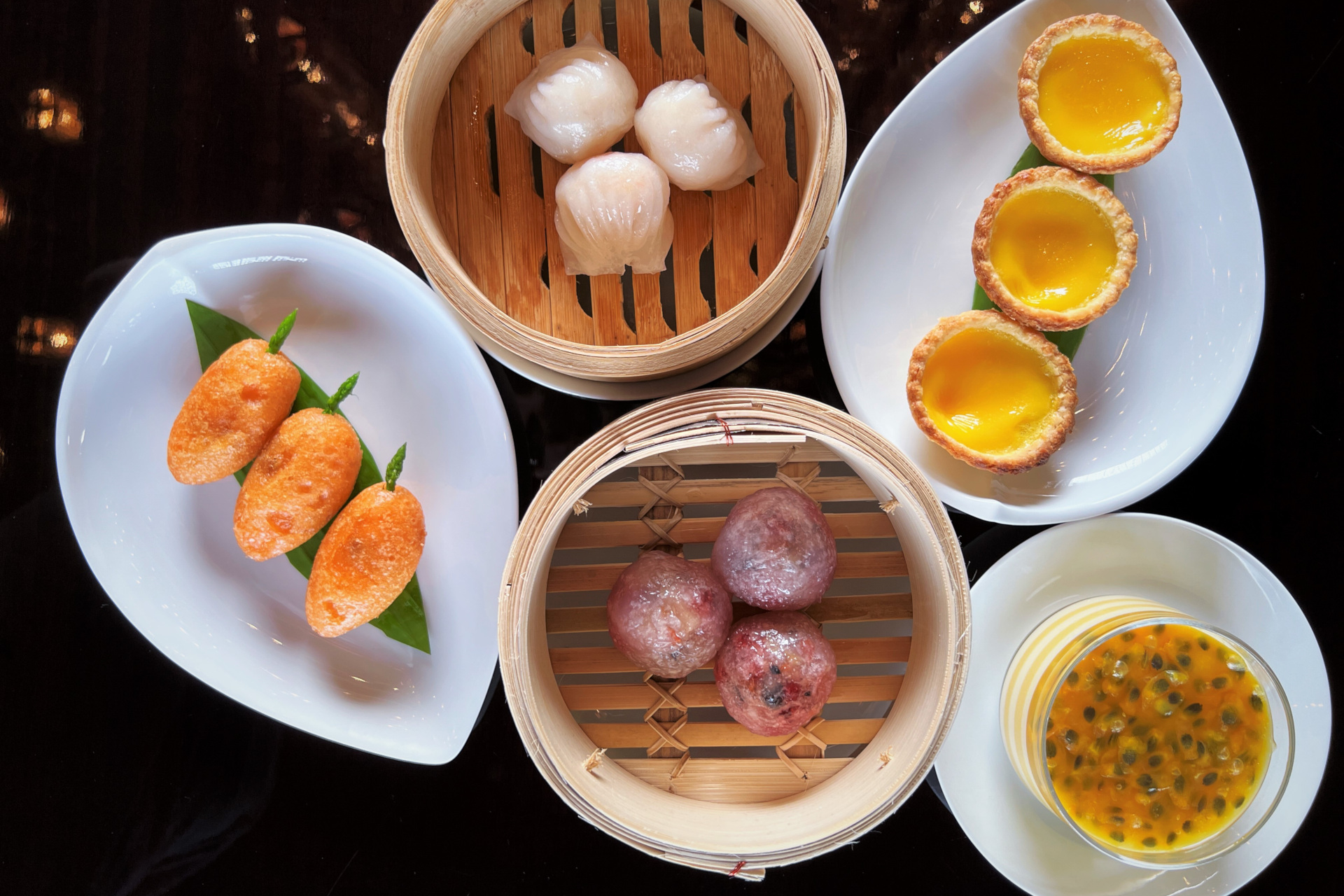 Overhead view of Asian food