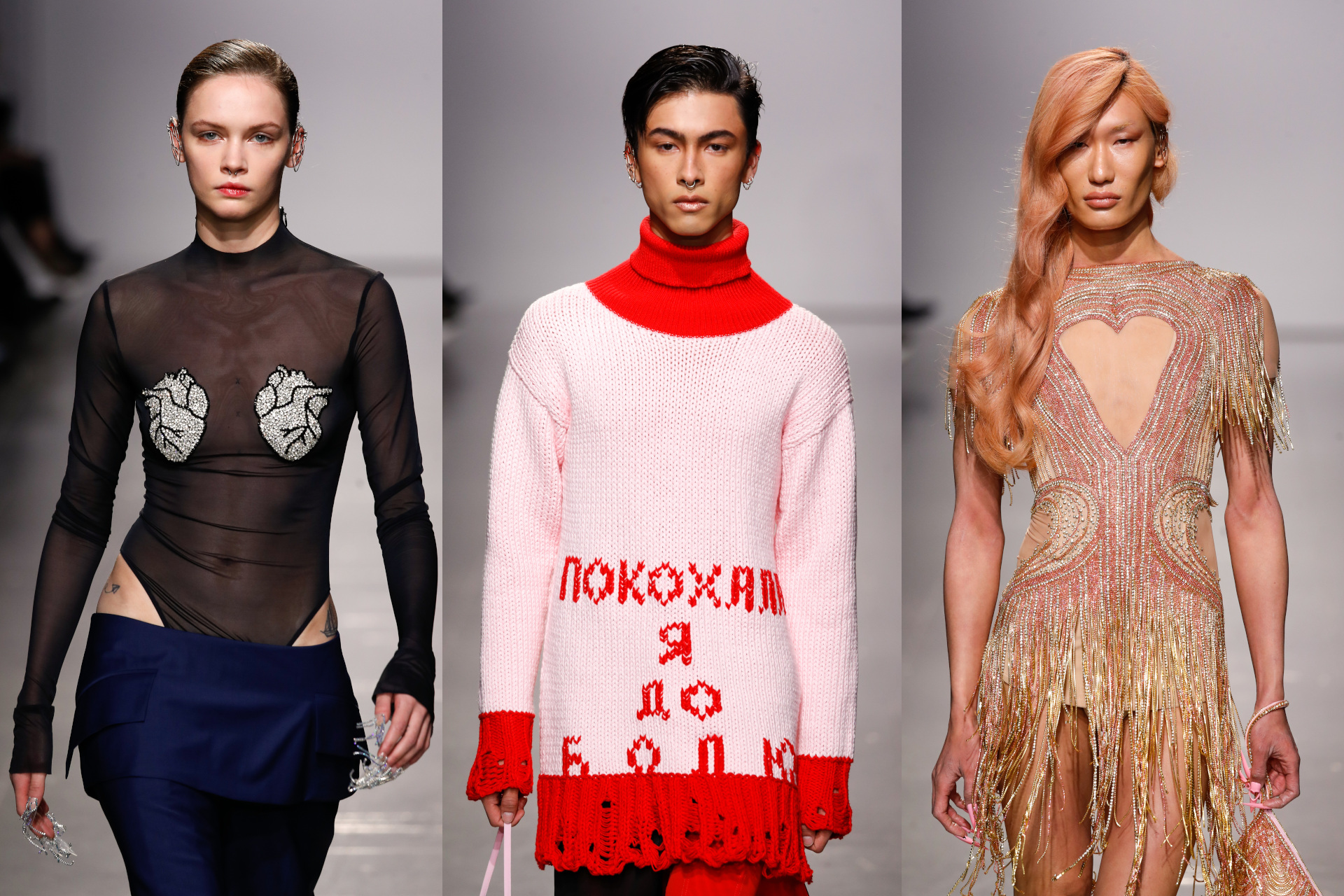 Close up of models on runway