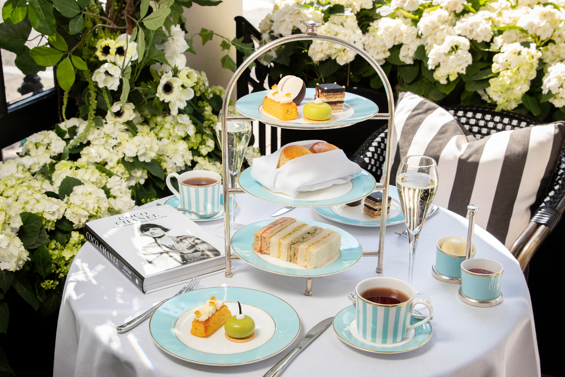 Afternoon tea featuring a Chanel coffee table book